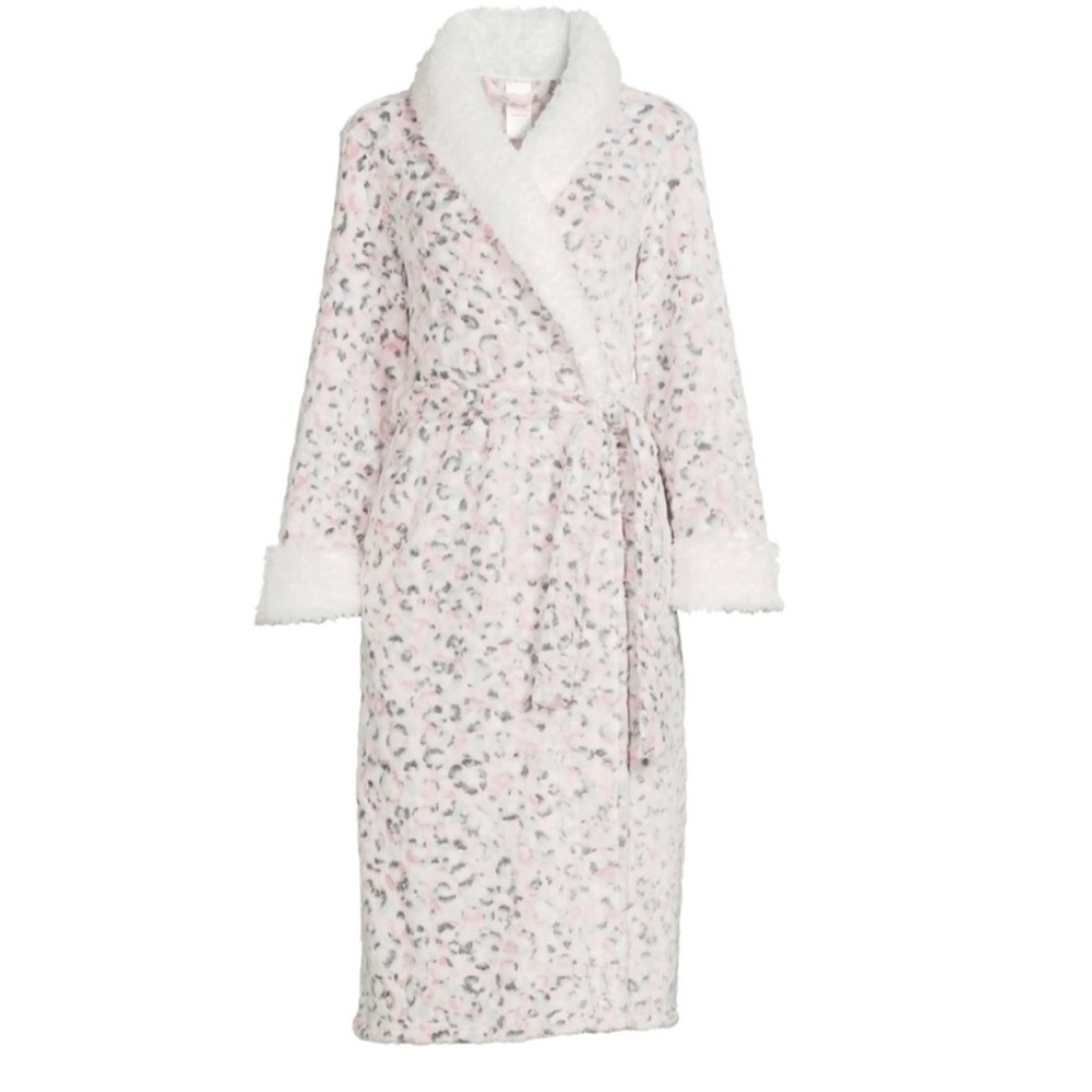 Secret Treasures Womens Superminky sleep Robe soft pink leopard size XL 16-18 - Picture 3 of 15
